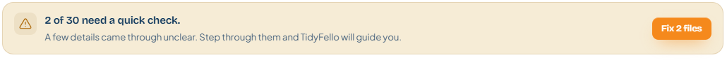 2 of 30 need a quick check, Fix 2 files